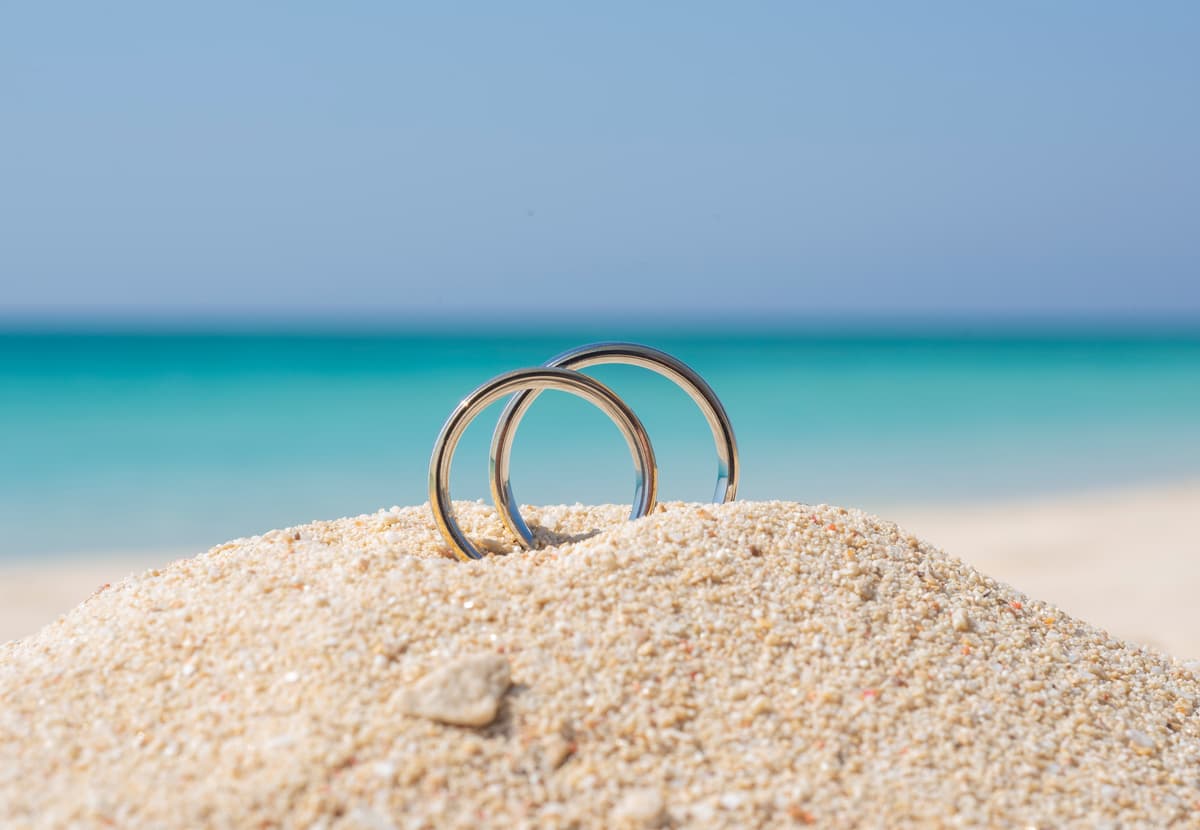 Wedding couple on beach